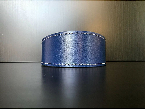 Lined Persian Blue - Whippet Leather Collar - Size M